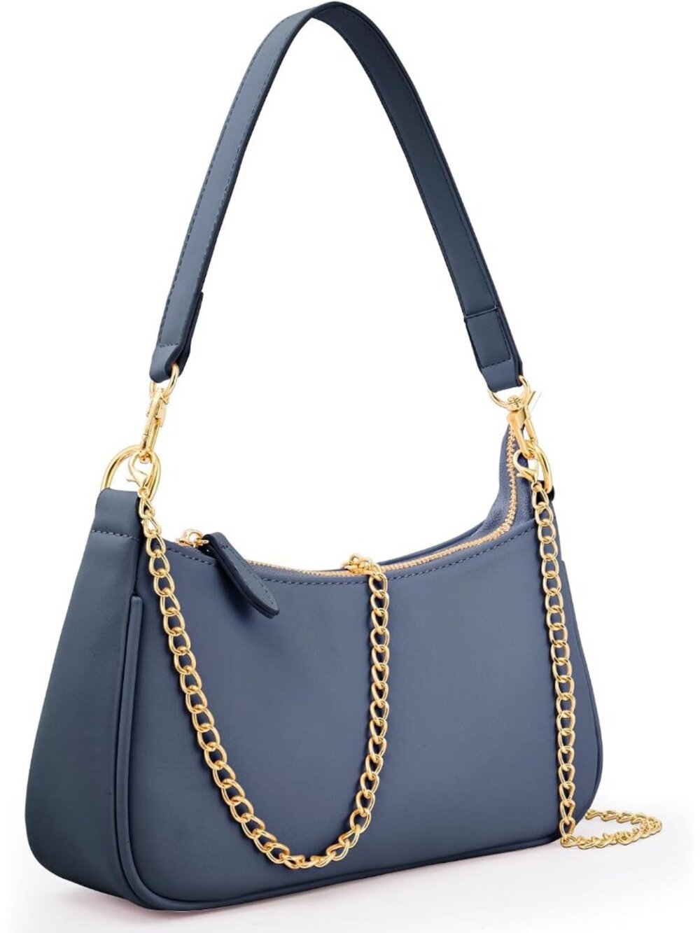 👜Women's Navy Leather Hobo Shoulder Bag Small Retro Handbags Chain Purse